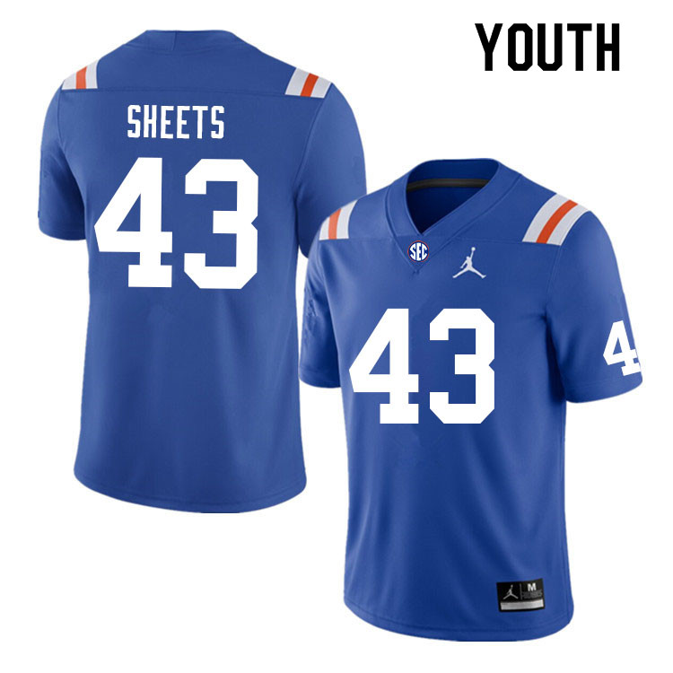 Youth #43 Jake Sheets Florida Gators College Football Jerseys Sale-Throwback